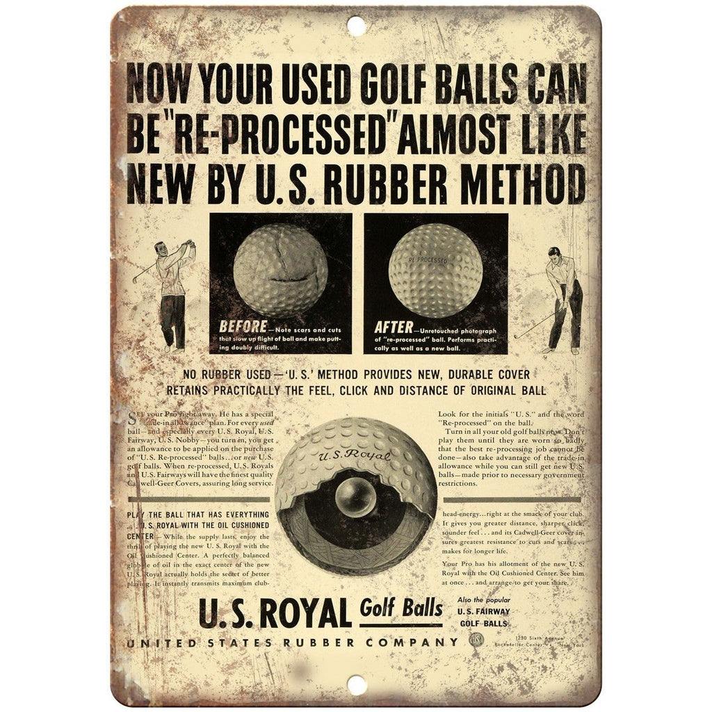 US Royal Fairway Golf Balls Ad 10" x 7" Reproduction Metal Sign X101
