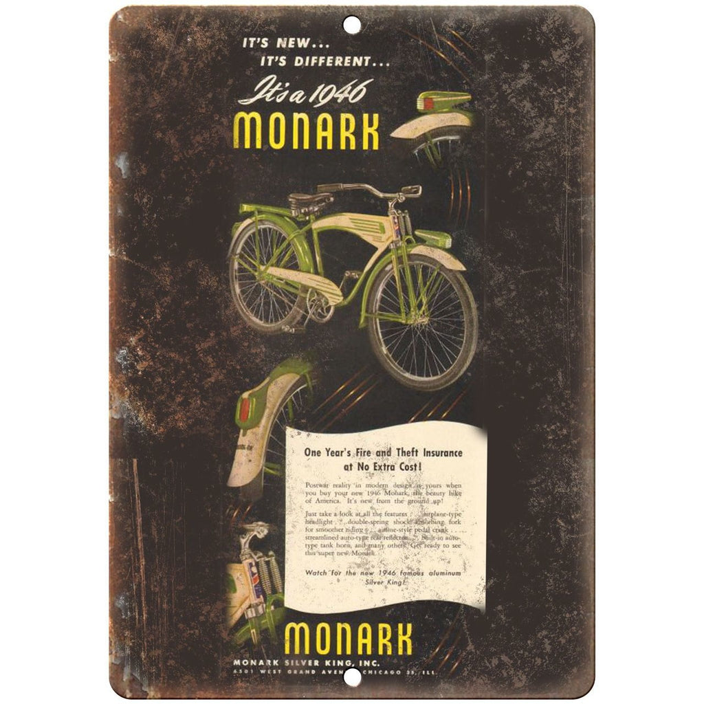 1948 Monark Silver King Inc. Bicycle Ad - 10" x 7" Retro Look Metal Sign