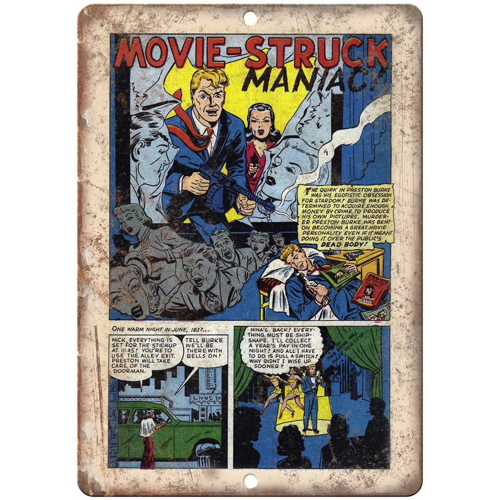 Movie Struck Maniac Vintage Comic Book 10" X 7" Reproduction Metal Sign J304