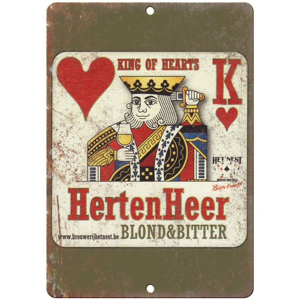 Herten Heer King of Hearts Beer Vintage Ad 9" x 12" Reproduction Metal Sign E192