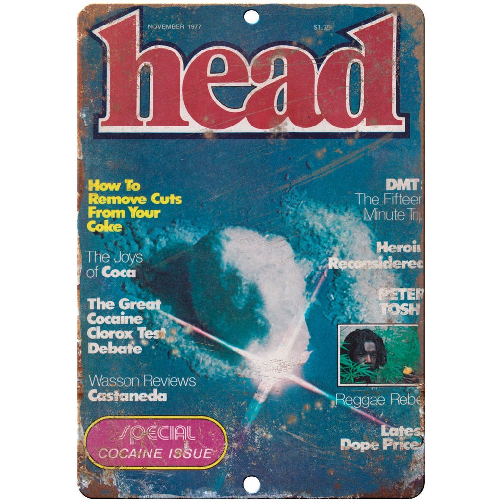 1977 Cocaine Head Magazine vintage advertising 10" x 7" reproduction metal sign