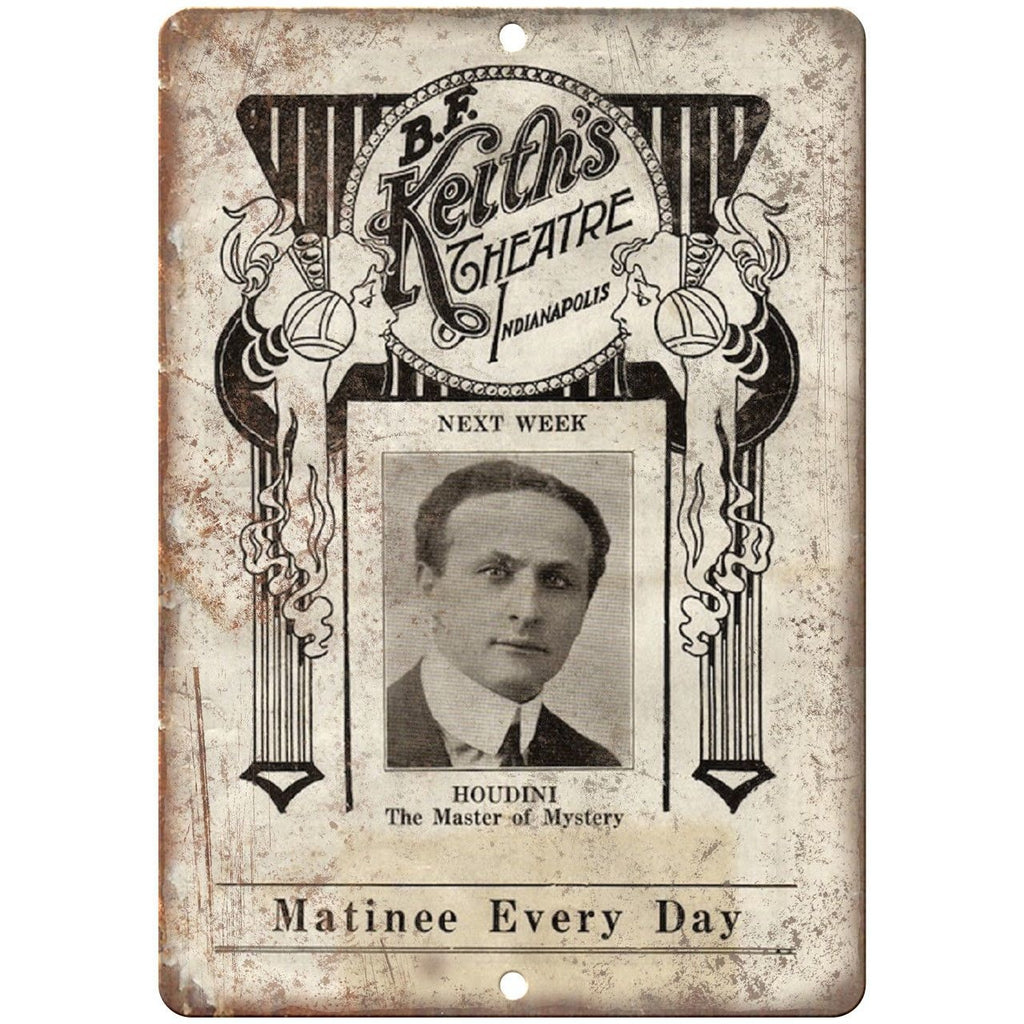 Bf Keith's Theatre Houdini Magic Mystery 10" X 7" Reproduction Metal Sign ZH129