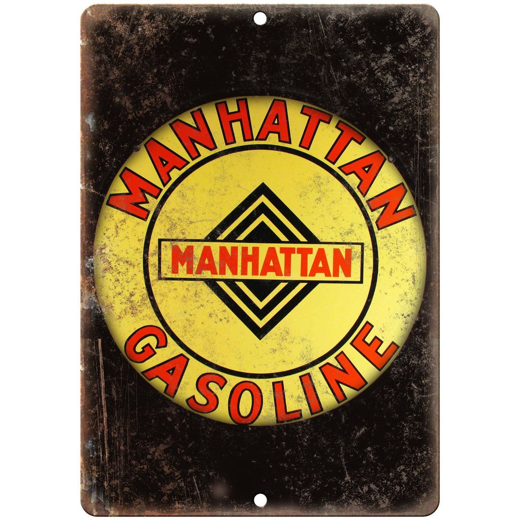 Manhattan Gasoline Porcelain Look 10" X 7" Reproduction Metal Sign U85