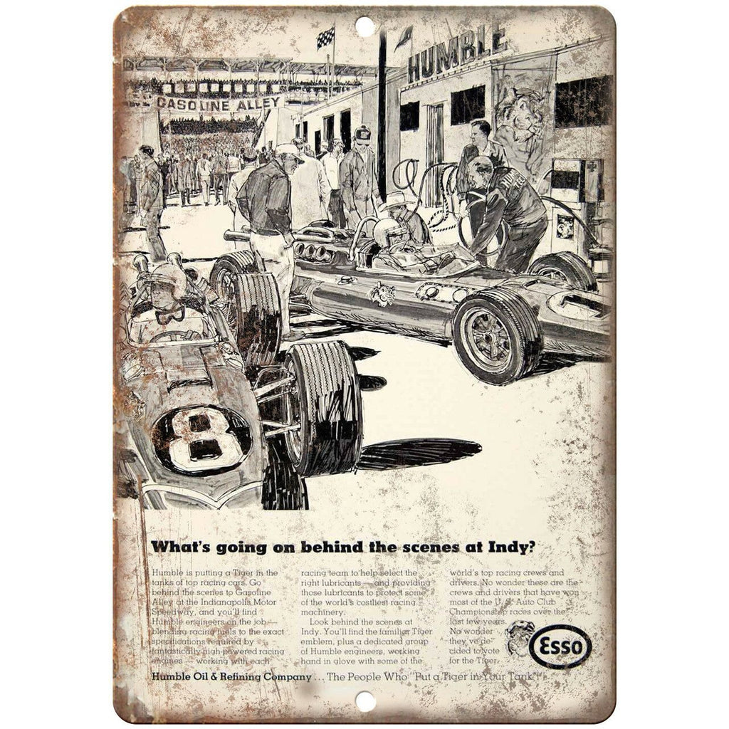 Esso Indy Motor Oil Vintage Ad 10" X 7" Reproduction Metal Sign A839