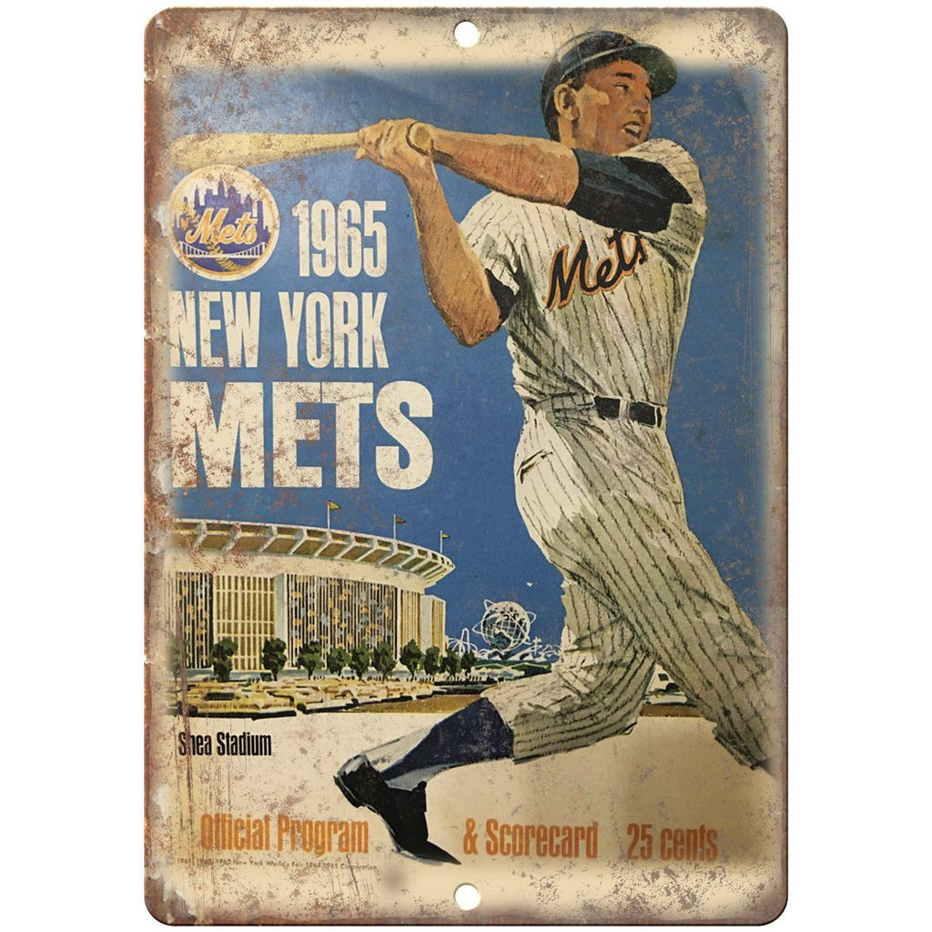 1965 New York Mets Shea Stadium Program 10" x 7" Reproduction Metal Sign X31