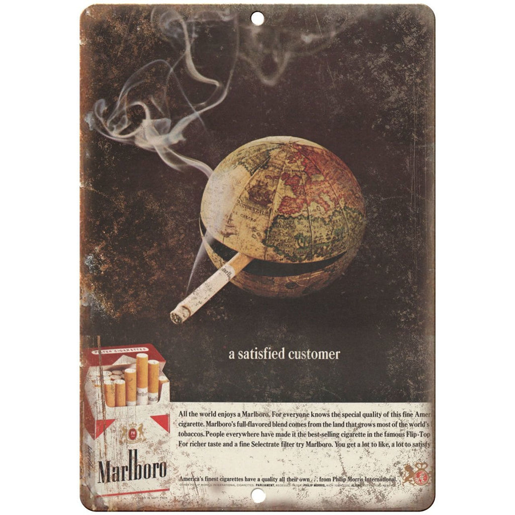 Marlboro Satisfied Customer Cigarette ad 10" x 7" reproduction metal sign