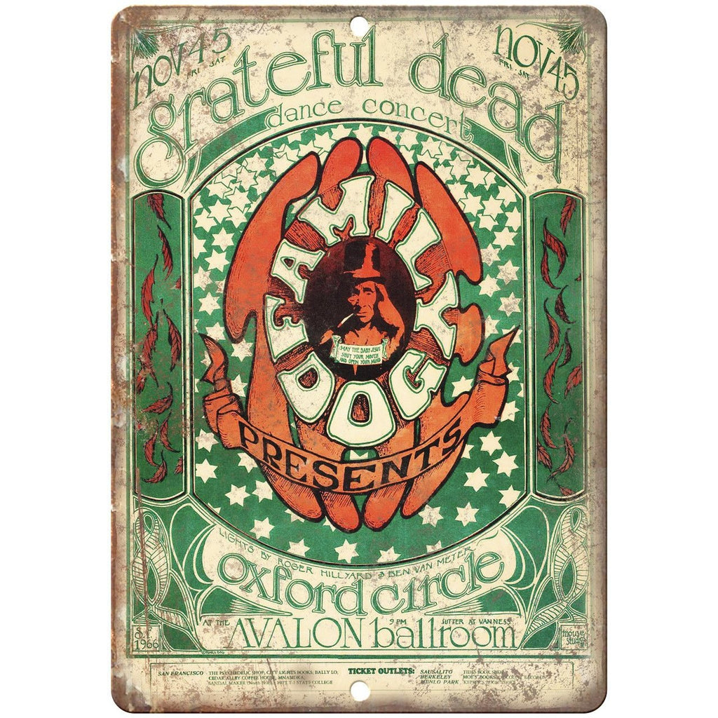 1966 Grateful Dead Oxford Circle Poster 10" x 7" Reproduction Metal Sign K57