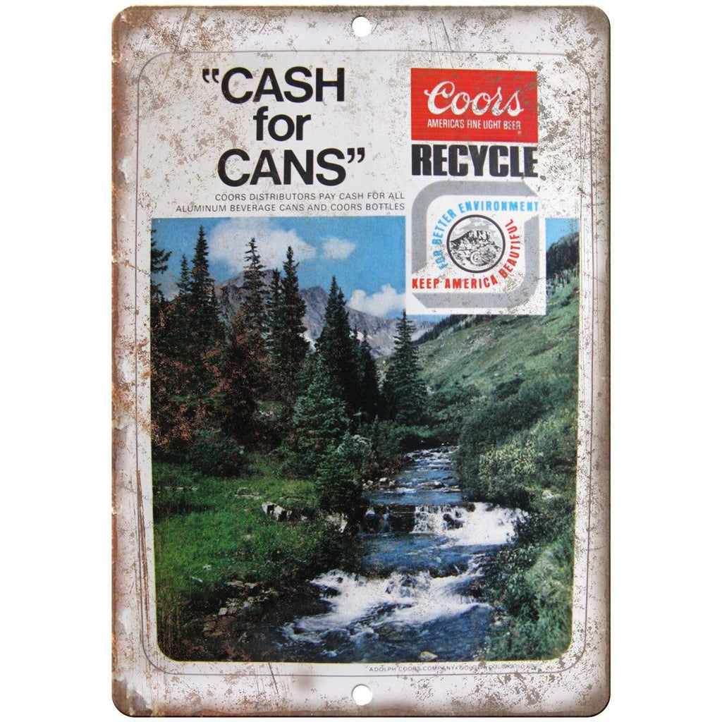 Coors Cash for Cans Vintage Beer Ad 10" x 7 " Reproduction Metal Sign E30
