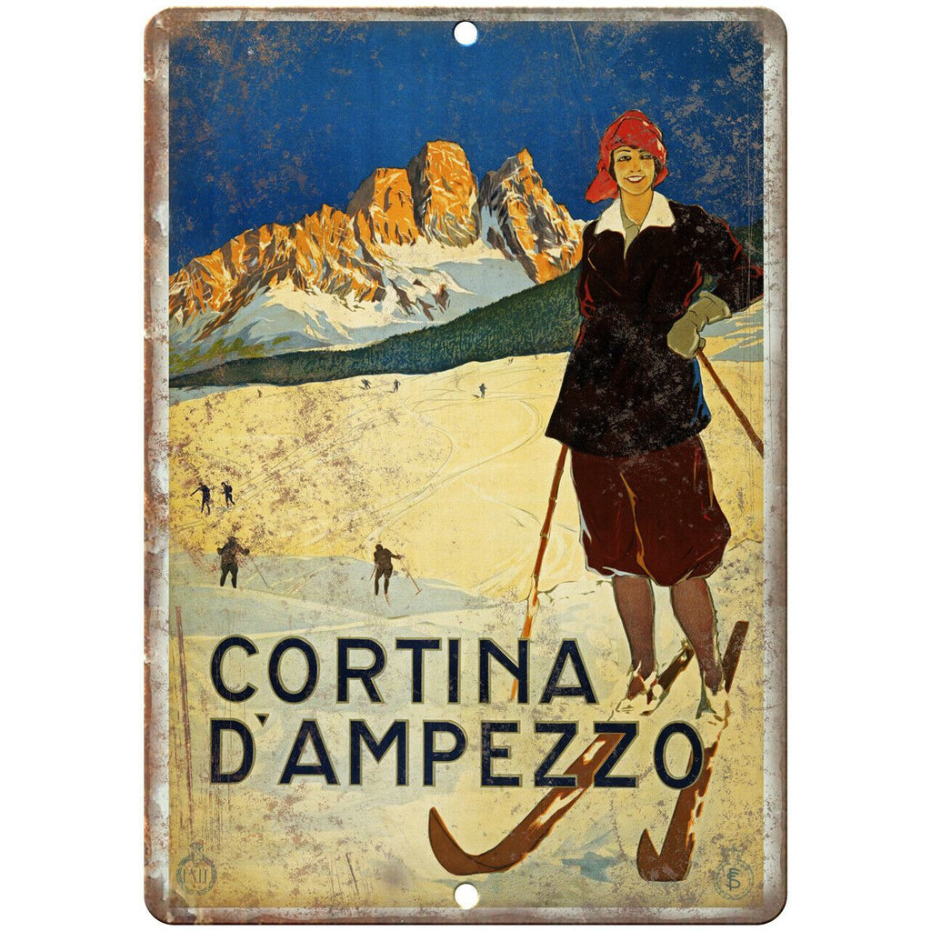 Cortina D'Ampezzo Travel Poster Art 10" x 7" Reproduction Metal Sign T92
