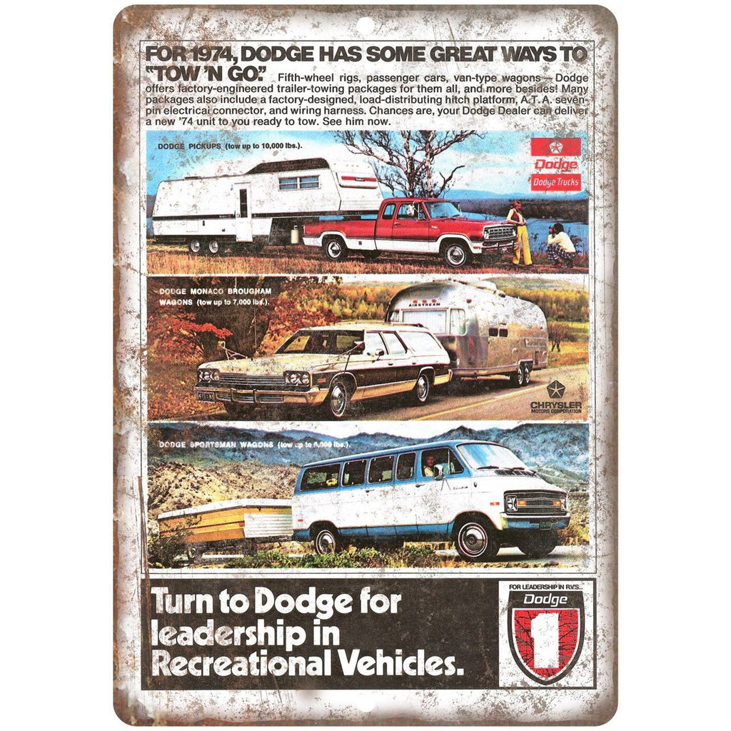 1974 Dodge Pickup Wagon Truck Car Ad 10" x 7" Reproduction Metal Sign A261