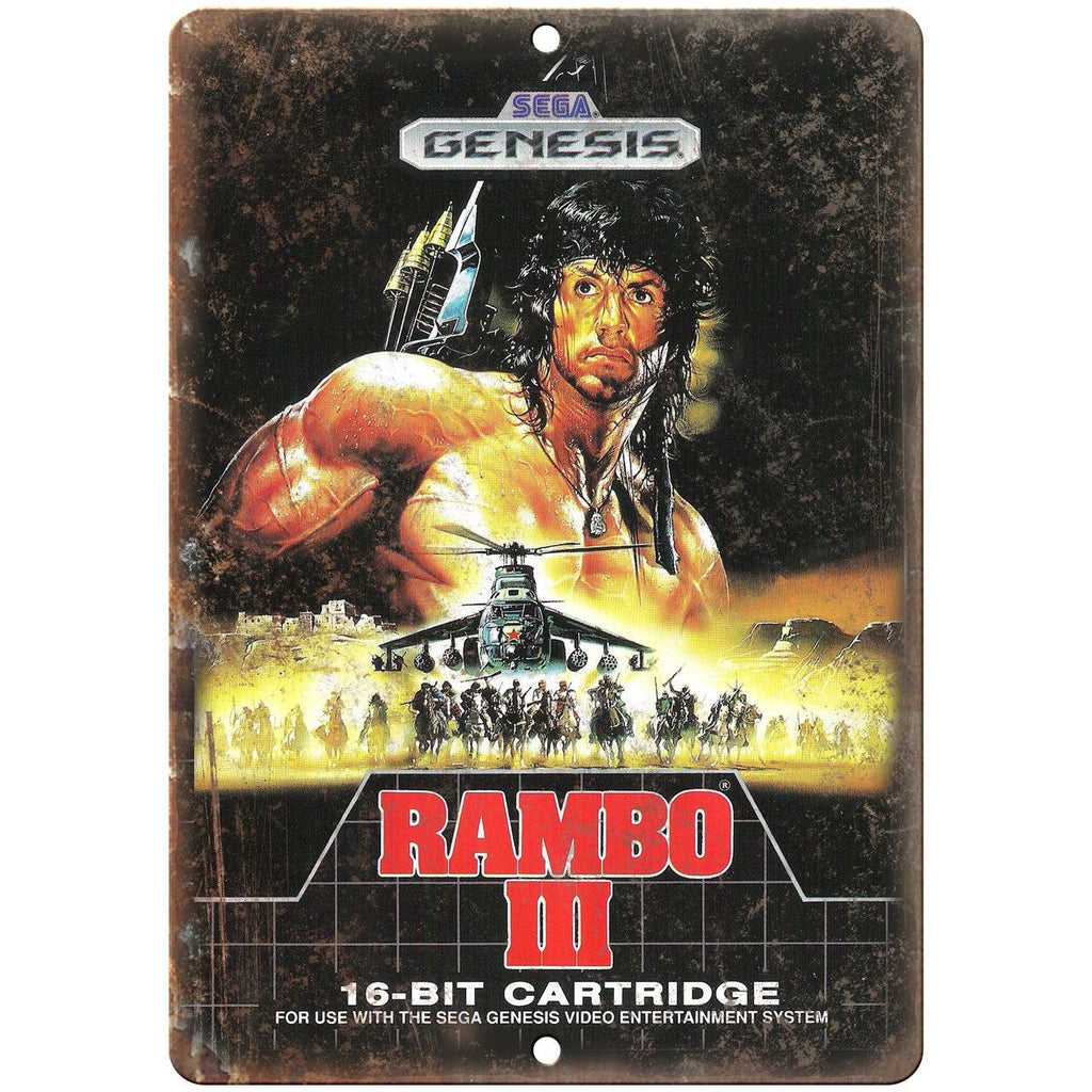 Original Sega Genesis Rambo II 16 Bit Box Art 10"x7" Reproduction Metal Sign A27