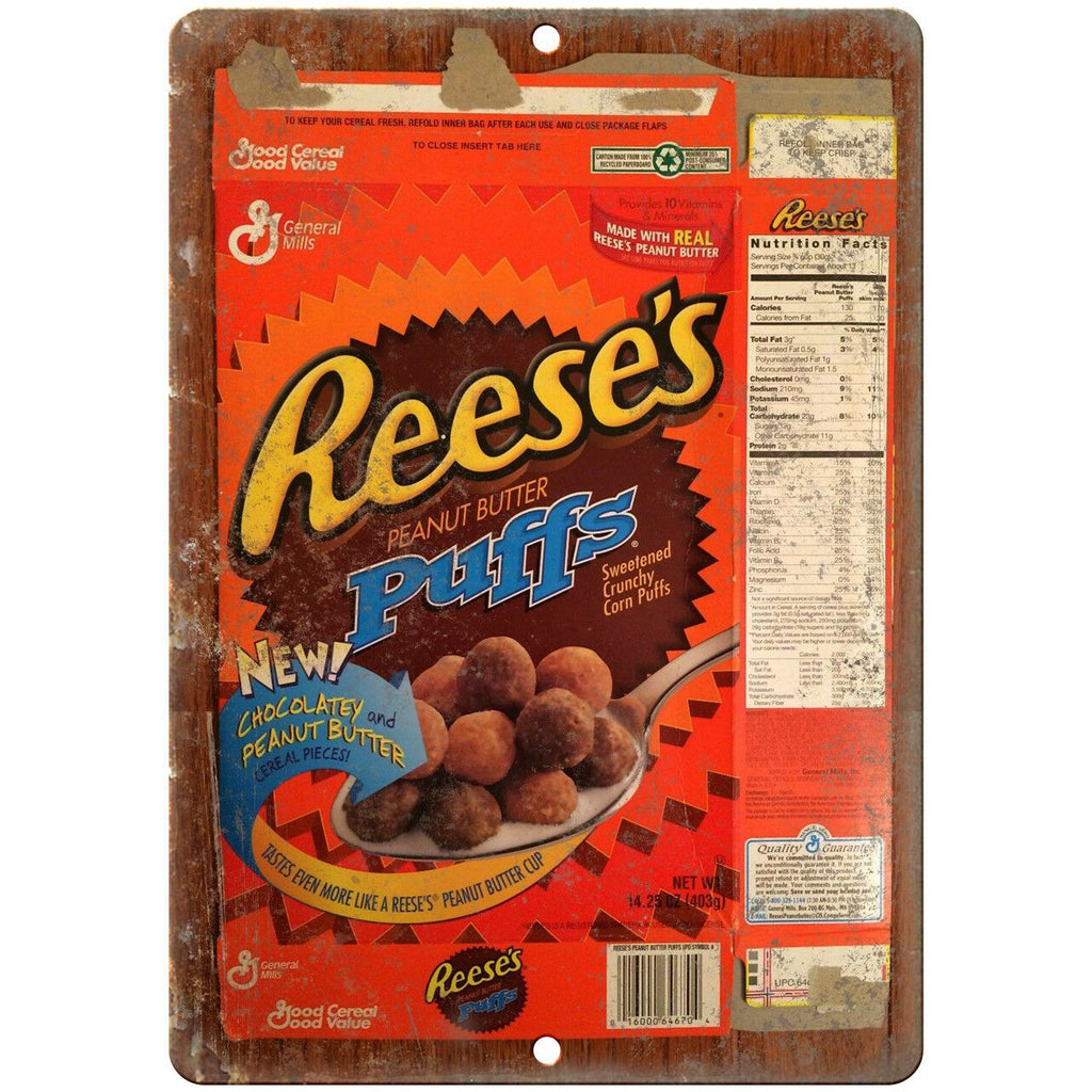 Reese's Peanut Butter Puffs Cereal Box 9" x 12" Reproduction Metal Sign N374