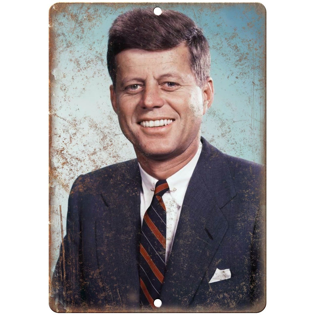 JFK John F. Kennedy RARE Portrait 10" x 7" Retro Metal Sign