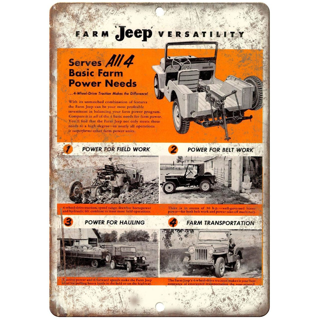 Jeep Hurrican Engine Willys Overland 10" x 7" Reproduction Metal Sign