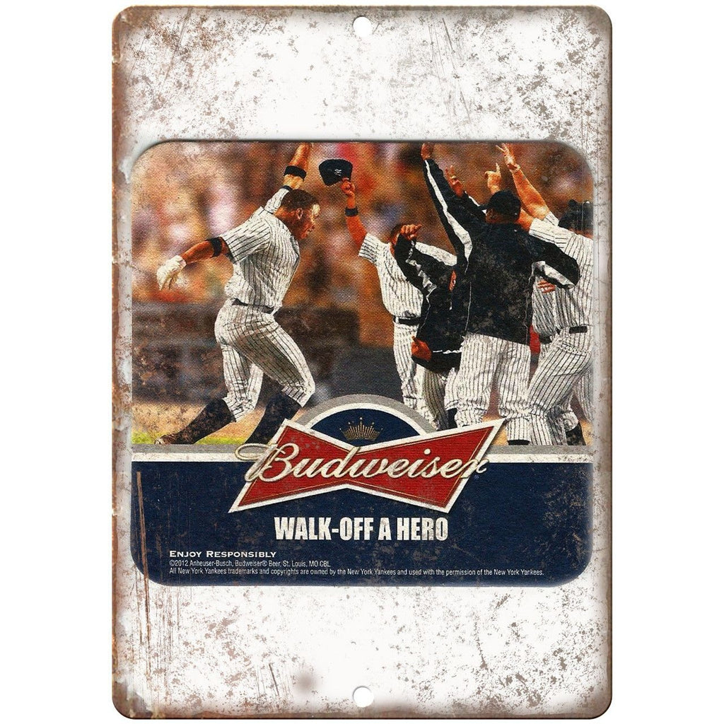 Budweiser Yankees Beer Man Cave Décor Vintage Ad Reproduction Metal Sign E151