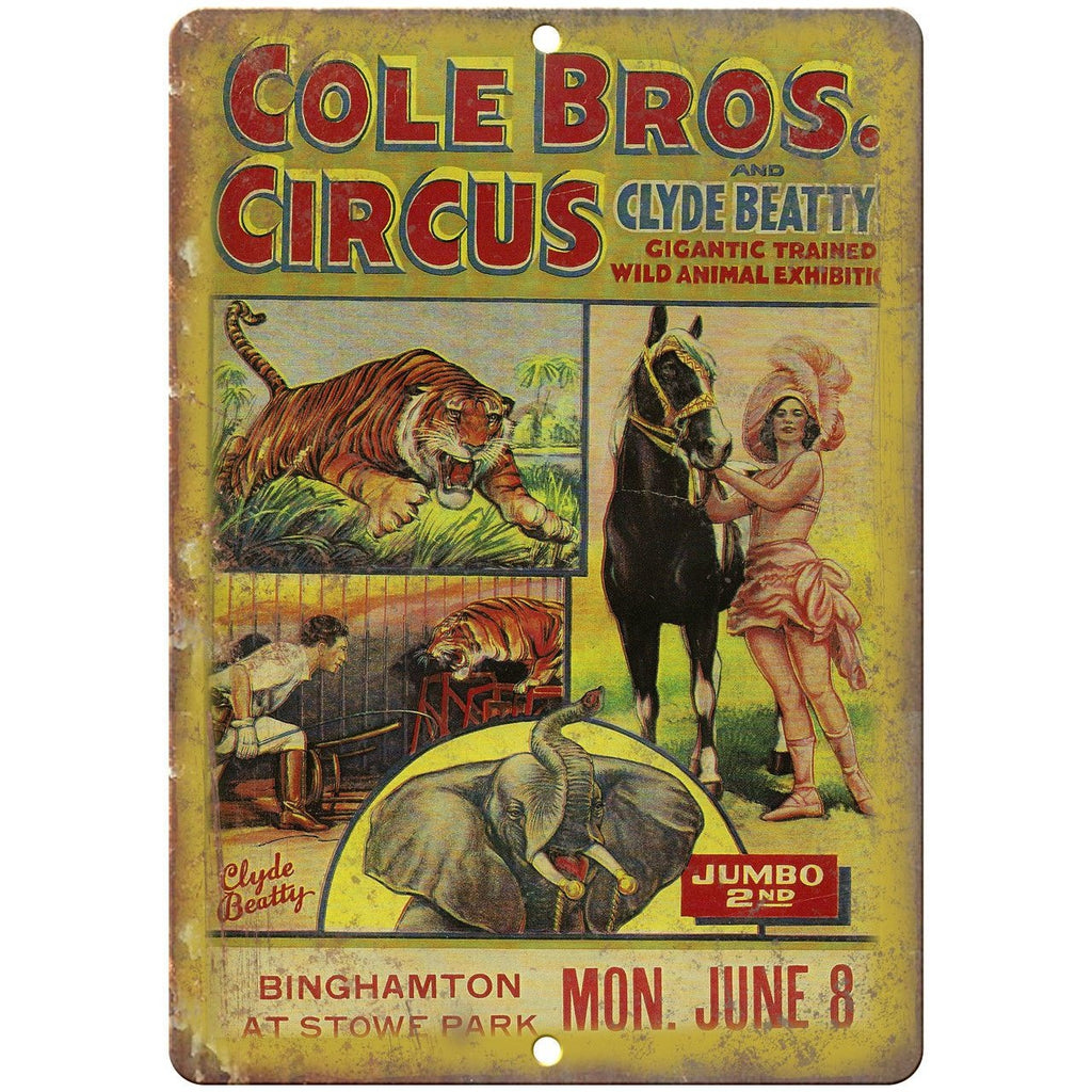 Cole Bros Circus Clyde Beatty Poster 10" X 7" Reproduction Metal Sign ZH117