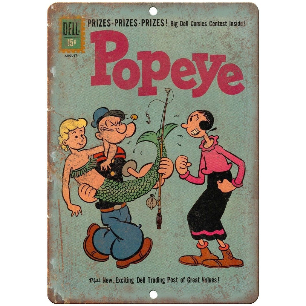 Popeye Dell Comic Book Vintage Art 10" X 7" Reproduction Metal Sign J247