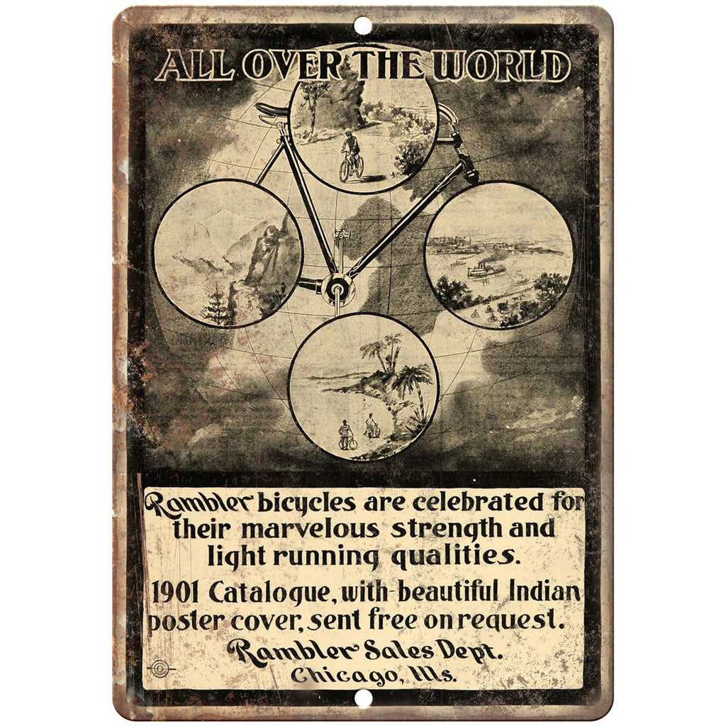Rambler Bicycle Vintage Art Ad 10" x 7" Reproduction Metal Sign B411