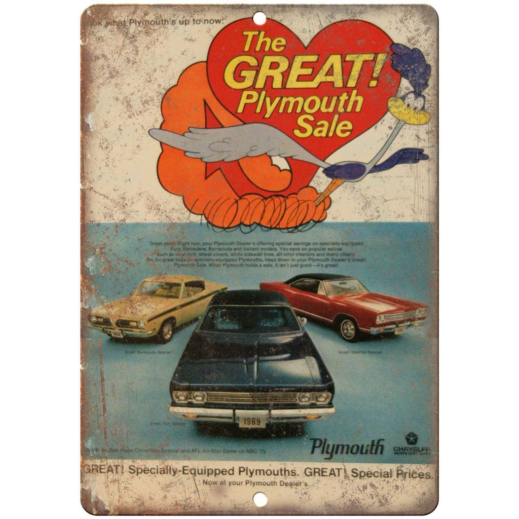 1969 - Plymouth Road Runner 10" x 7" Retro Look Metal Sign