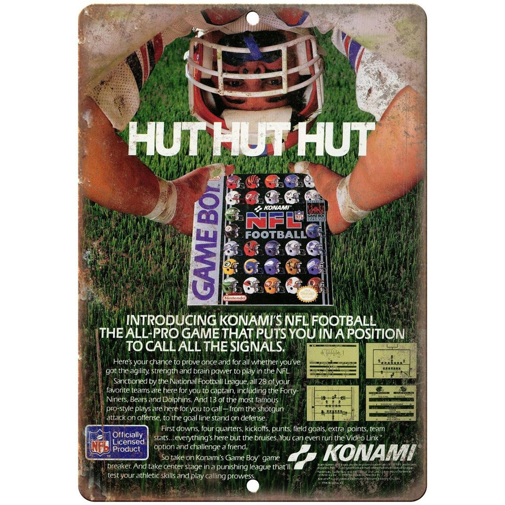 Nintendo Game Boy Konami NFL Football 10" x 7" Retro Look Metal Sign