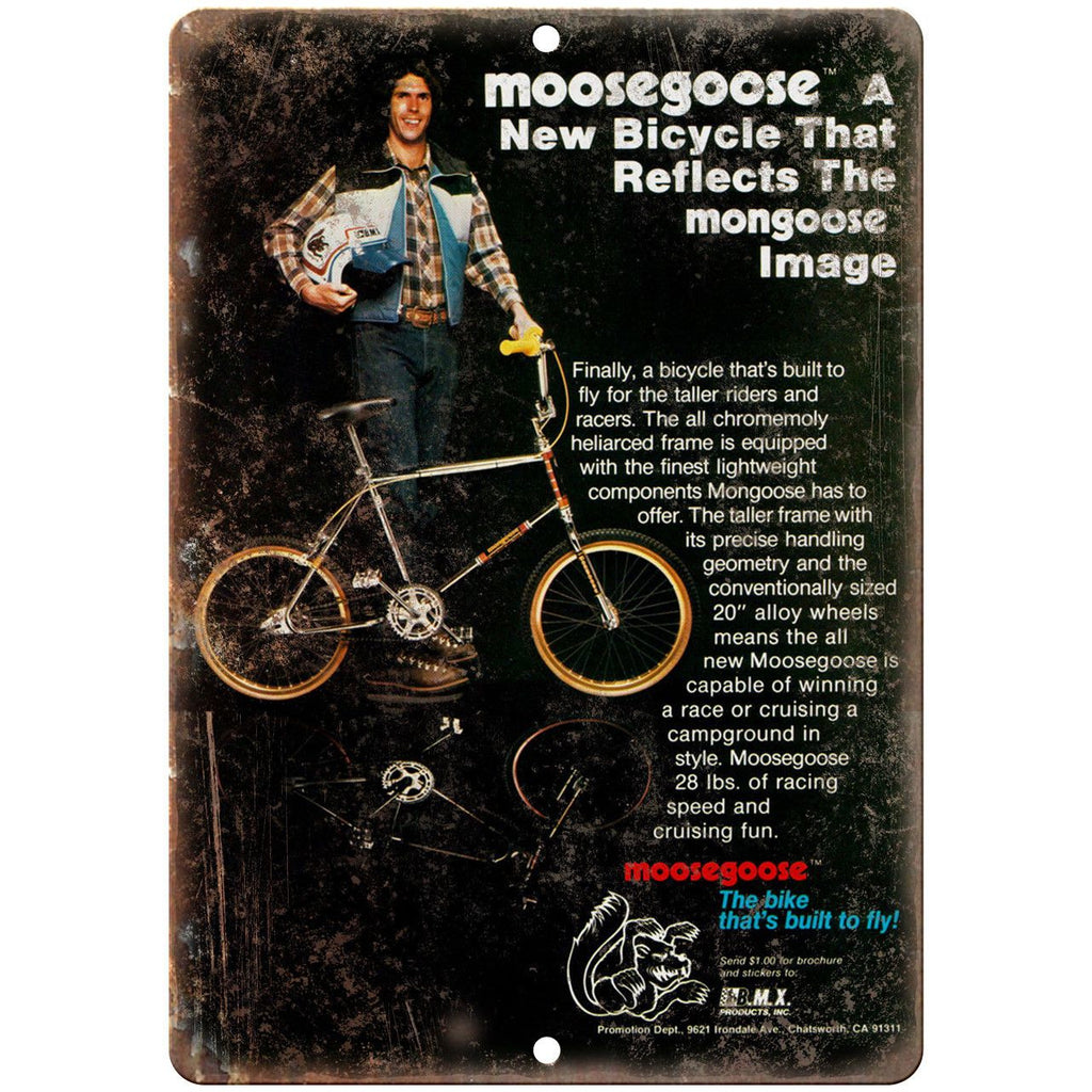 Moosegoose BMX Vintage Bike Ad 10" x 7" Reproduction Metal Sign B456