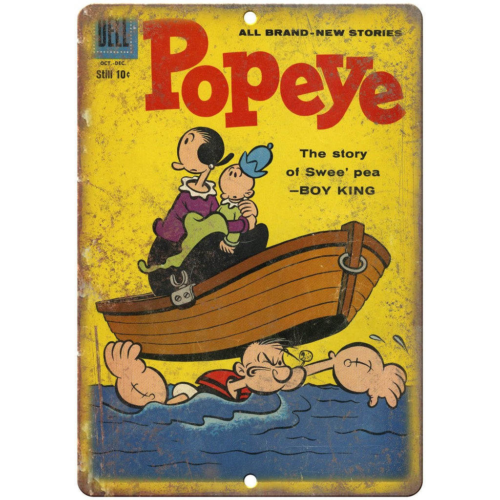 Popeye Dell Comics Vintage Cover Art 10" X 7" Reproduction Metal Sign J236