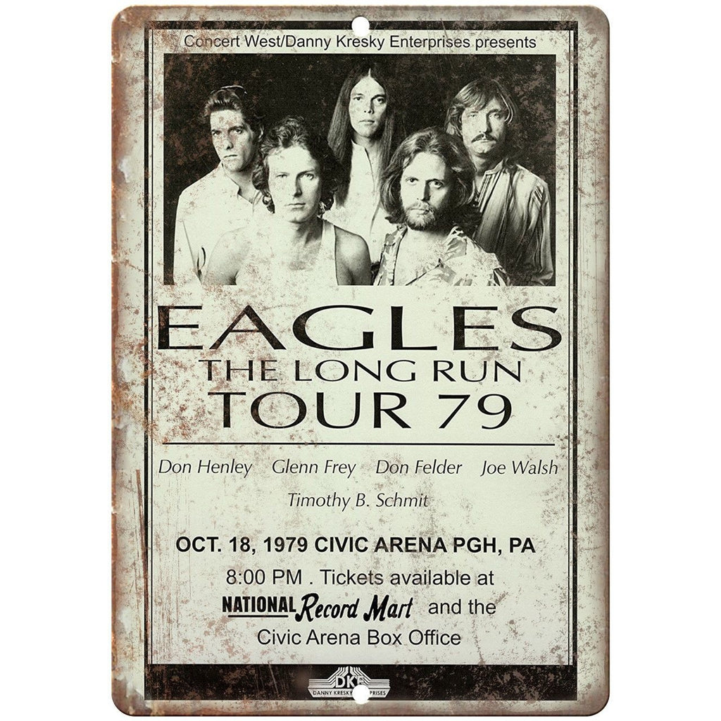 1979 The Eagles Long Run Tour Poster 10" x 7" Reproduction Metal Sign K55