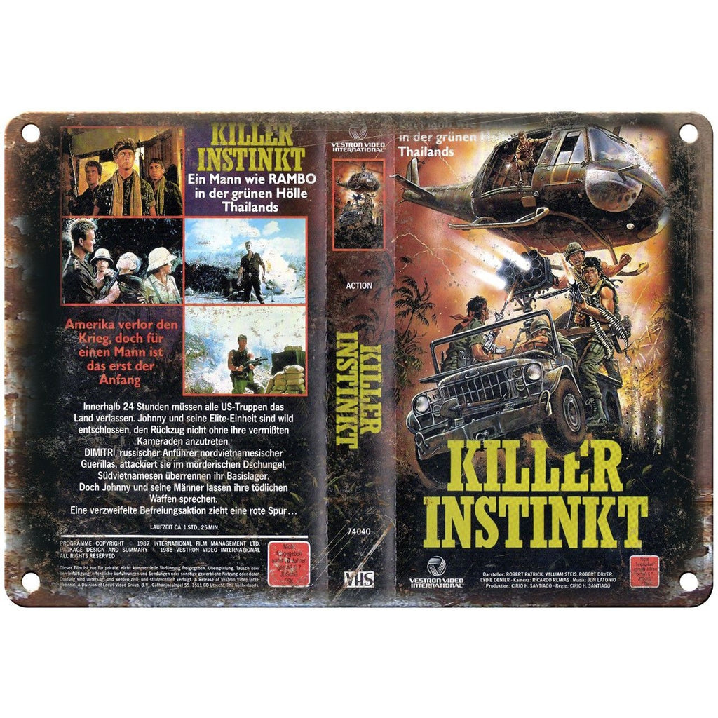 Killer Instinkt Vestron Video VHS Box Art 10" X 7" Reproduction Metal Sign V39