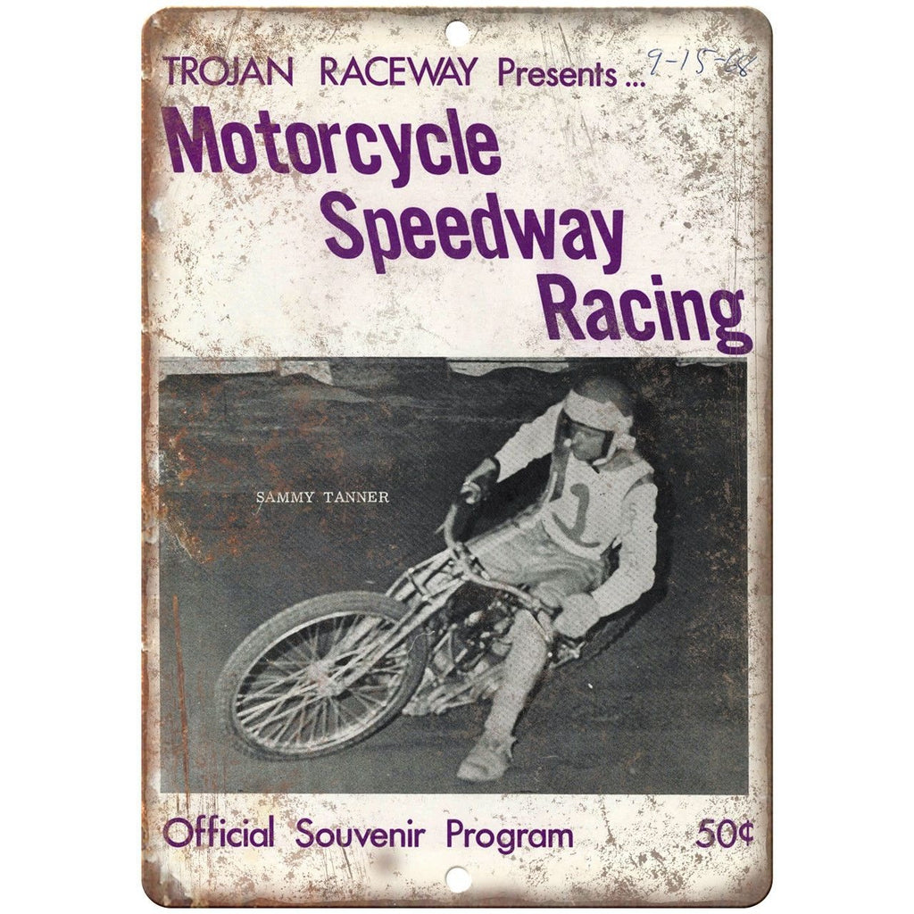 Trojan Raceway Motorcycle Speedway Racing 10" X 7" Reproduction Metal Sign A560