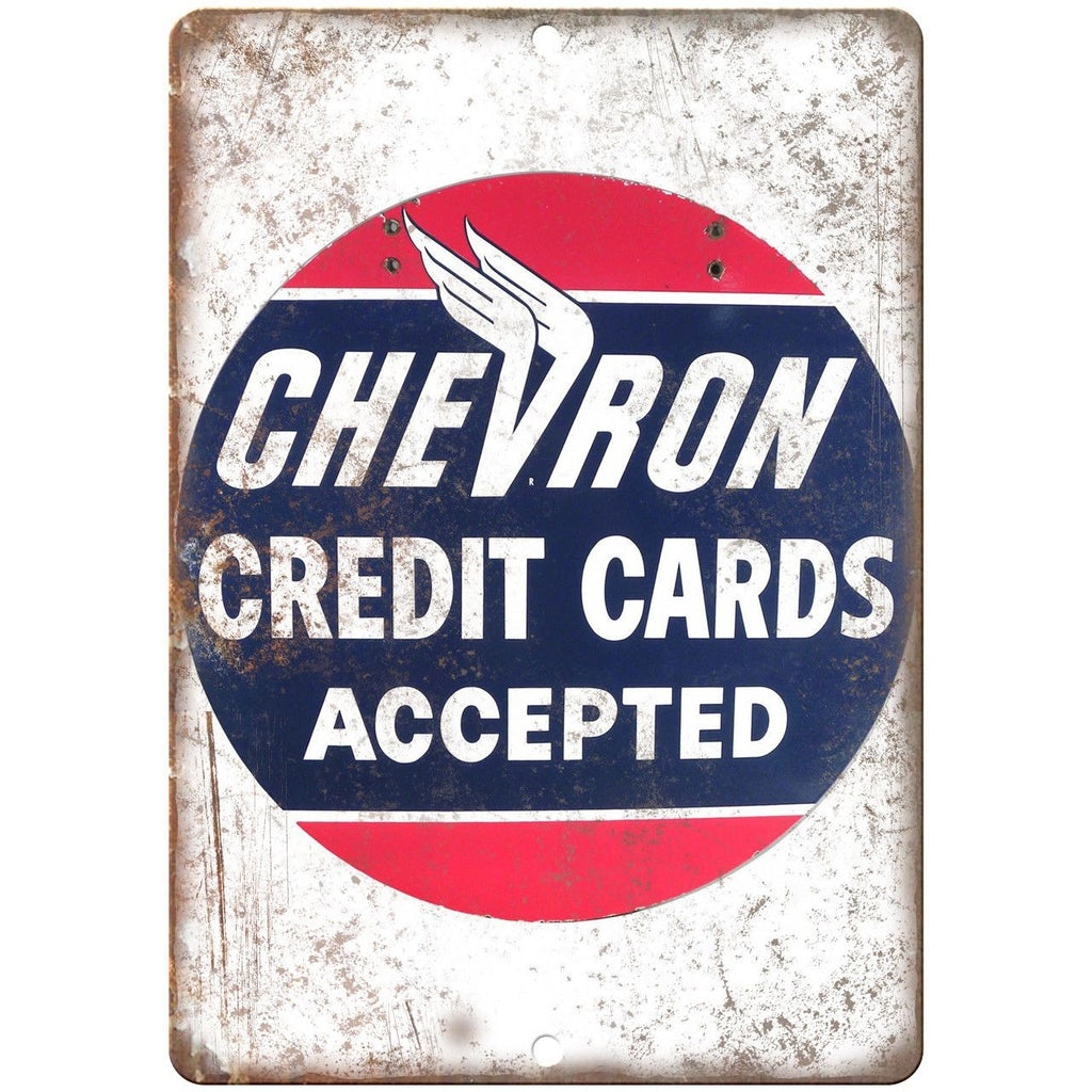 Chevron Credit Cards Porcelain Look Reproduction Metal Sign U133