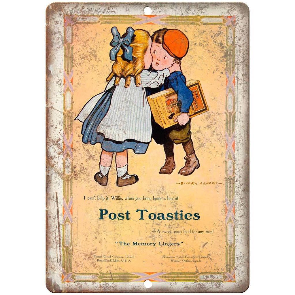 Post Toasties Vintage Cereal Ad 9" x 12" Reproduction Metal Sign N335