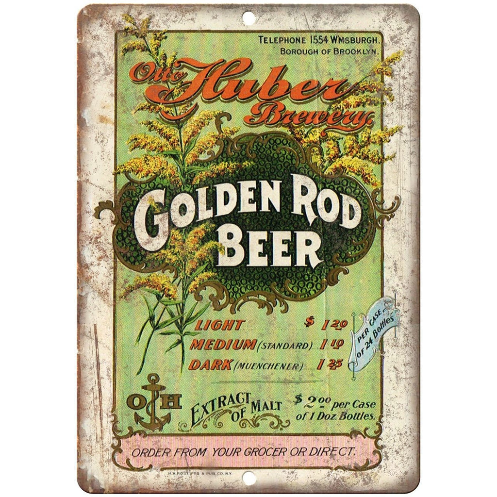 Golden Rod Beer Otto Huber Brewiery Ad 9" x 12" Reproduction Metal Sign E222