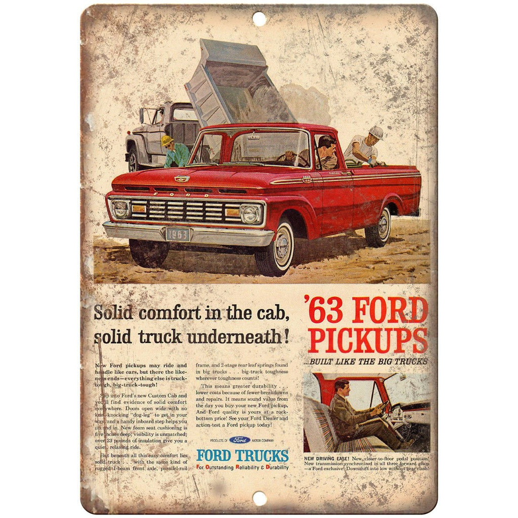 1963 Ford Pickup Truck Custom Cab Ad 10" x 7" Reproduction Metal Sign A31
