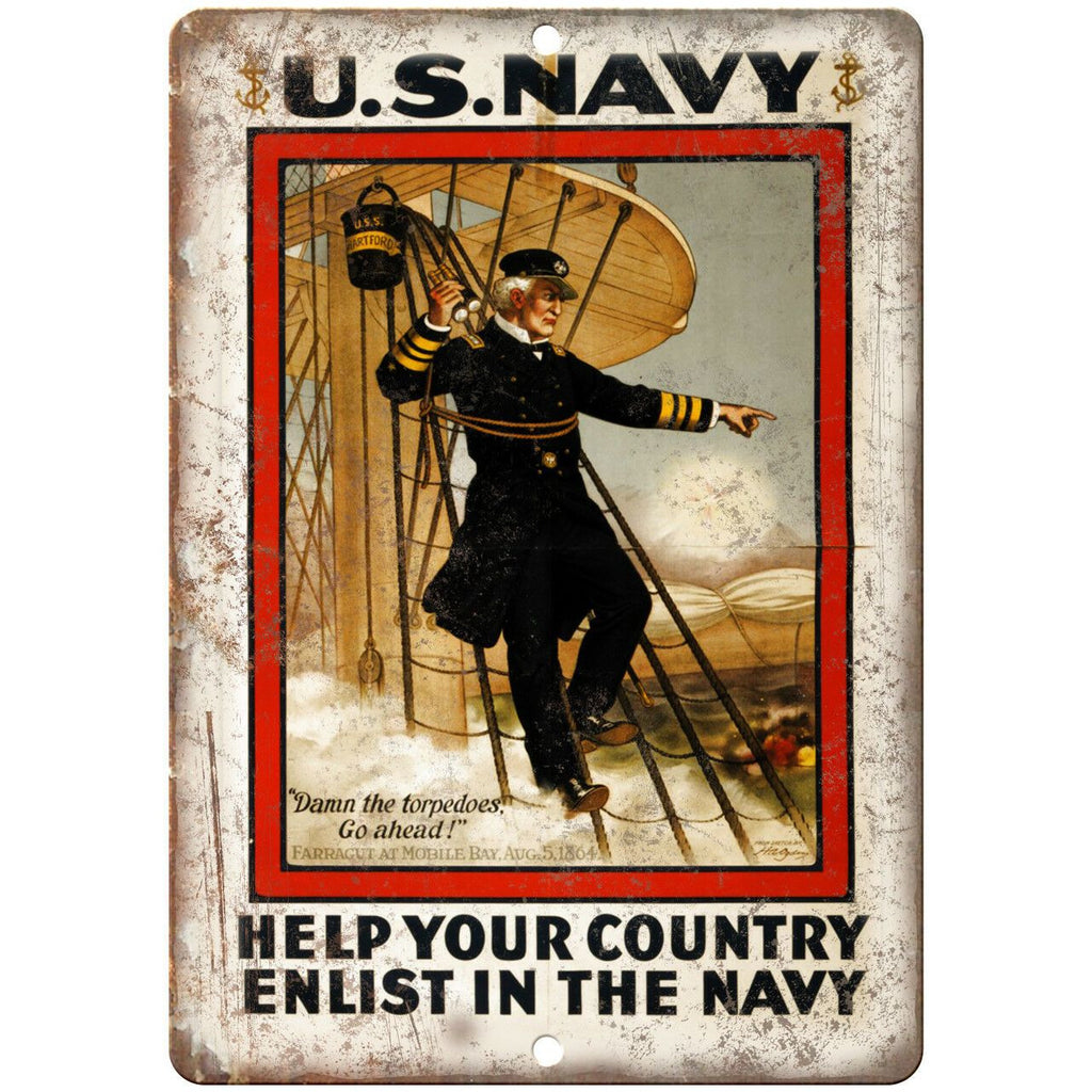 US Navy Enlistment Poster Art 10" x 7" Reproduction Metal Sign M81
