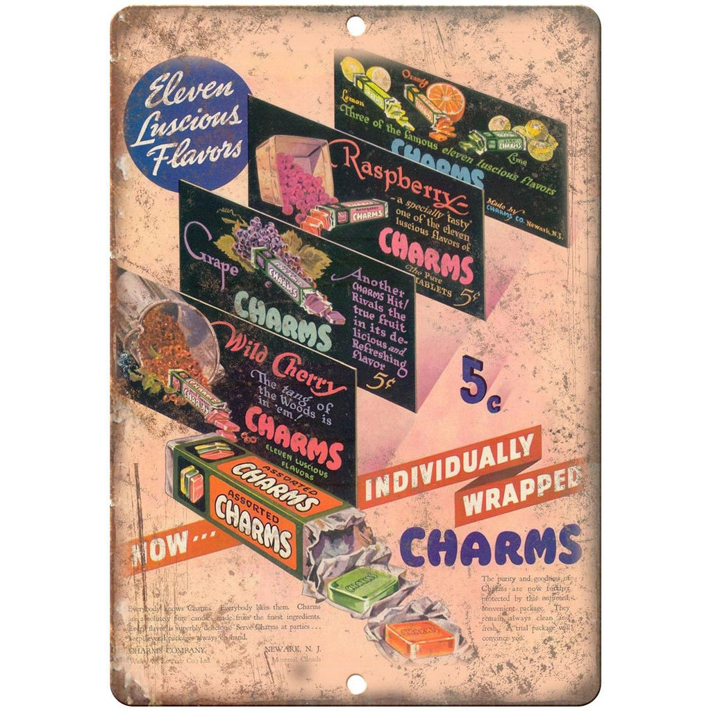 Charms Candy Company Newark NJ Vintage Ad 10" X 7" Reproduction Metal Sign N85