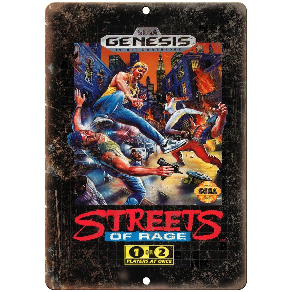 Sega Genesis Streets of Rage Game Box Art 10" x 7" Retro Look Metal Sign