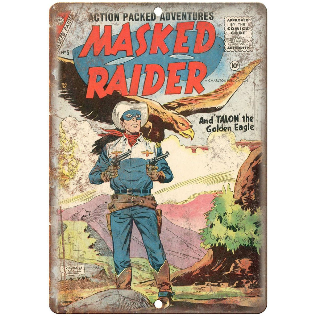 Masked Raider Comic Vintage Cover Art 10" x 7" Reproduction Metal Sign J580