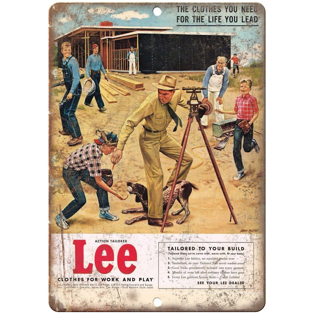 Lee Jeans Work Wear Vintage Americana Ad 10" X 7" Reproduction Metal Sign ZE19