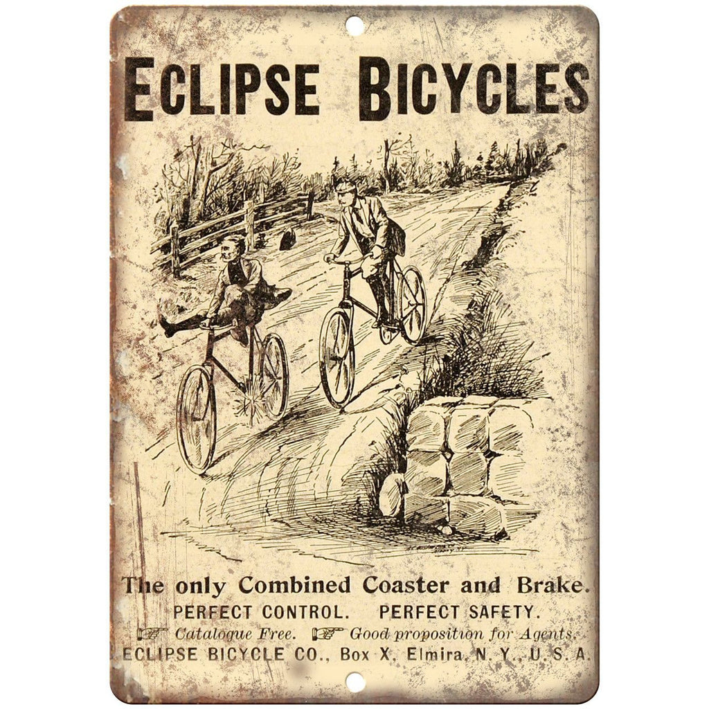 Eclipse Bicycle Co. Vintage Art Ad 10" x 7" Reproduction Metal Sign B421