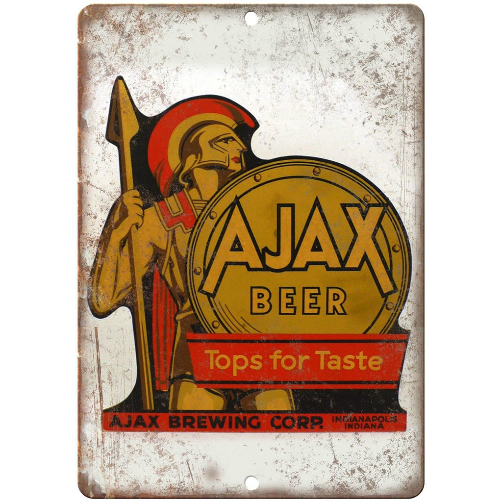 Ajax Beer Indianapolis Vintage Ad 10" x 7" Reproduction Metal Sign E365