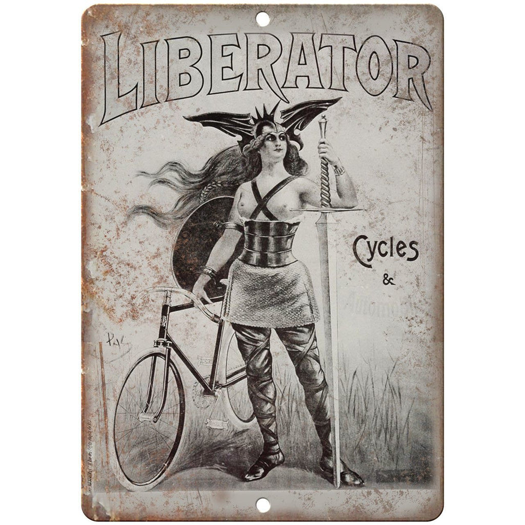 Liberator Cycles & Automobiles Bicycle Ad 10" x 7" Reproduction Metal Sign B341