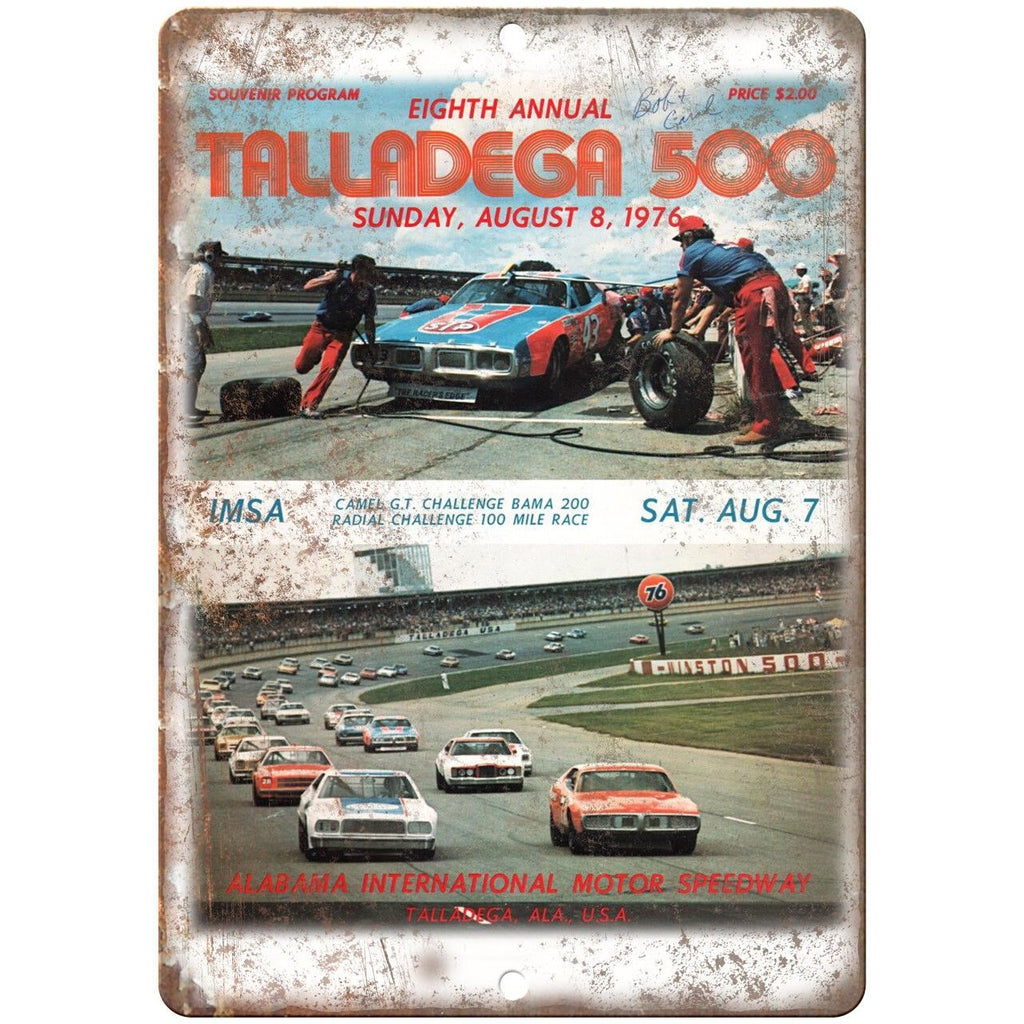 Talladega 500 Alabama Speedway 1976 10" X 7" Reproduction Metal Sign A47