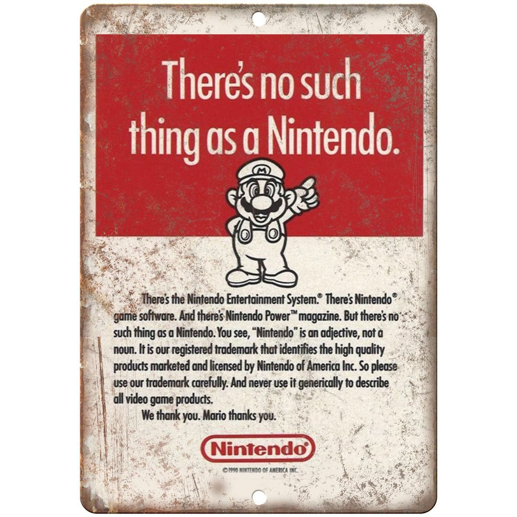 1990 - Nintendo Mario RARE Advertisment 10" x 7" Retro Look Metal Sign