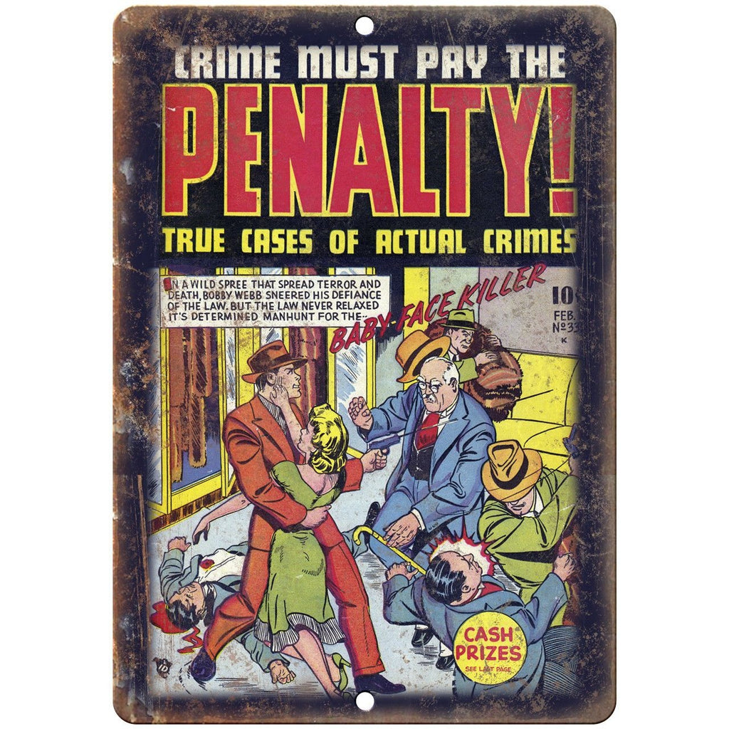 Penalty! Vintage Comic Book Art 10" X 7" Reproduction Metal Sign J341