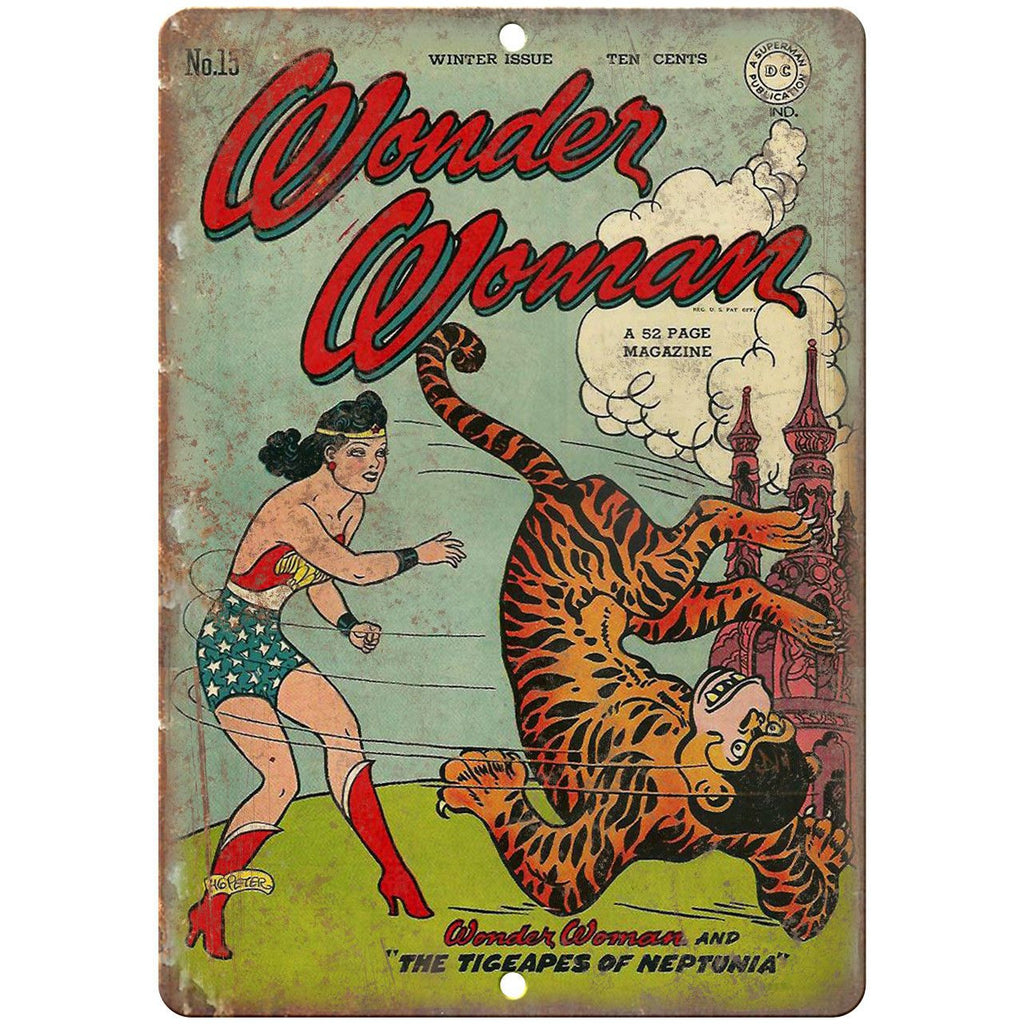 Wonder Woman No 15 Comic Book Cover Art 10" x 7" Reproduction Metal Sign J658