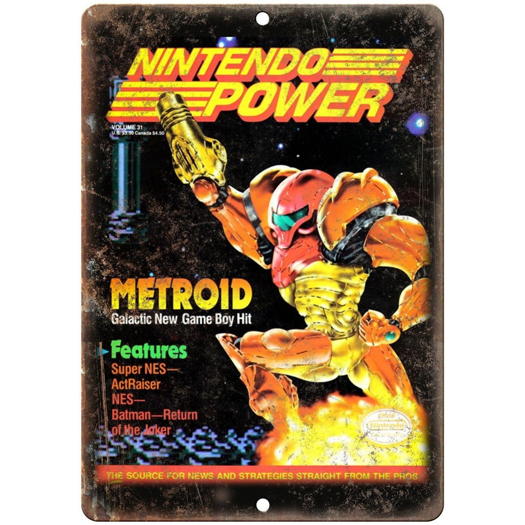Nintendo Power Magazine Metroid Cover NES 10" X 7" Reproduction Metal Sign G28