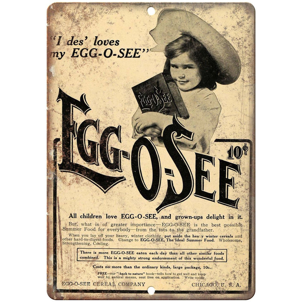 Egg-o-See Children Food Ad 10" X 7" Reproduction Metal Sign N324