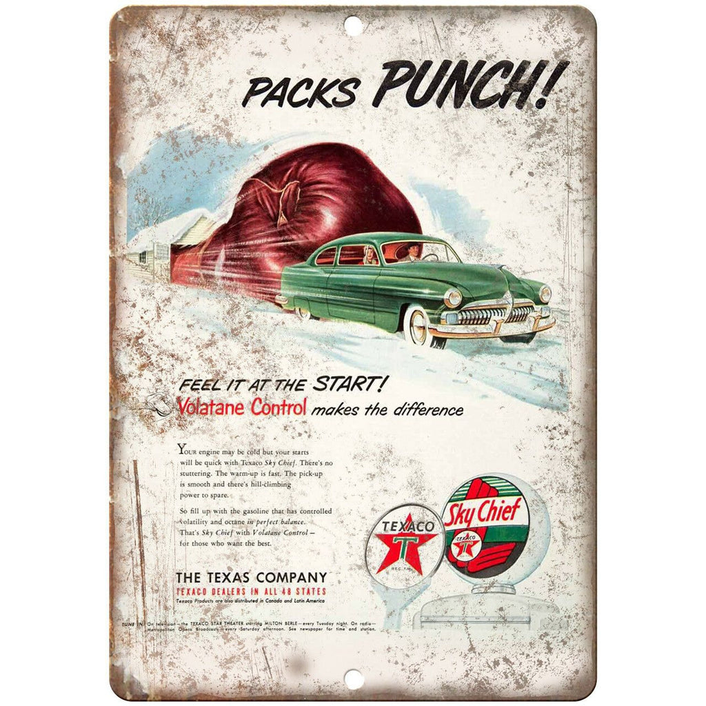 Texaco Gas Punch Vintage Motor Oil 10" X 7" Reproduction Metal Sign A688