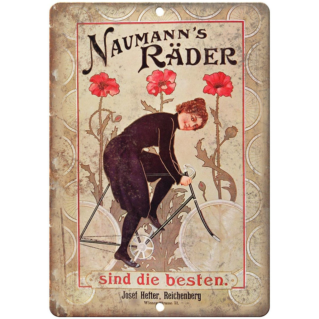 Naumann's Rader Bicycle Vintage Ad 10" x 7" Reproduction Metal Sign B351