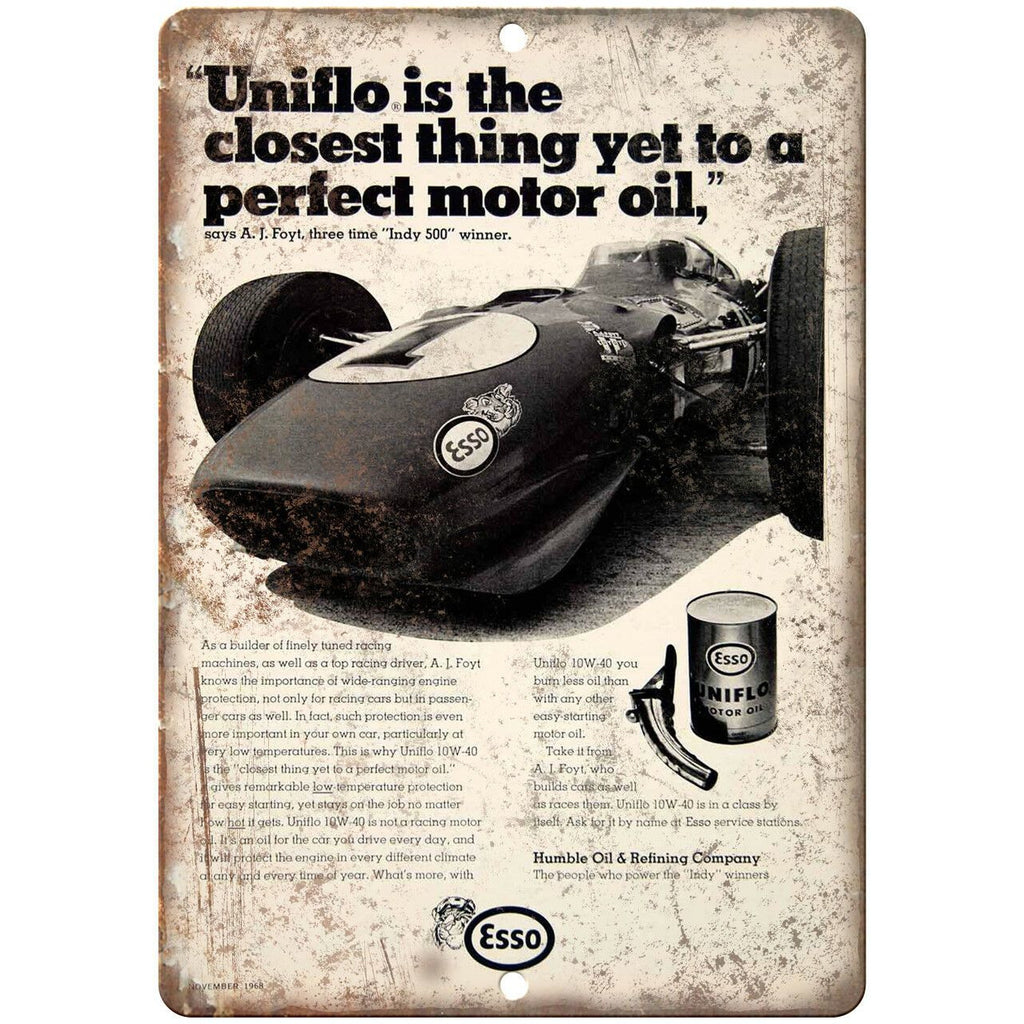 Esso Uniflo Motor Oil Vintage Ad 10" X 7" Reproduction Metal Sign A842